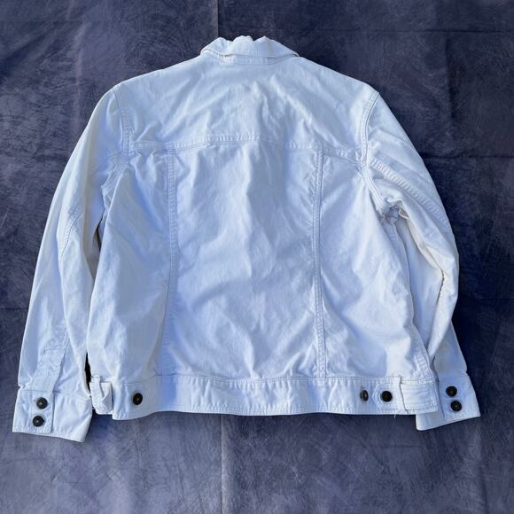 Women's Eddie Bauer White Button Up Denim Jean Trucker Casual Jacket Sz XL - Picture 4 of 6